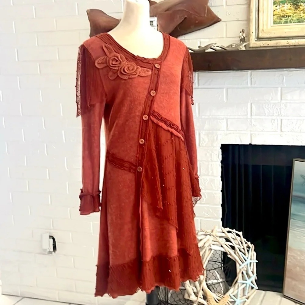 Pretty Angel, Gorgeous Soft Linen Blend Multi-Texture Unique Dress, EUC, Size M - Picture 3 of 10